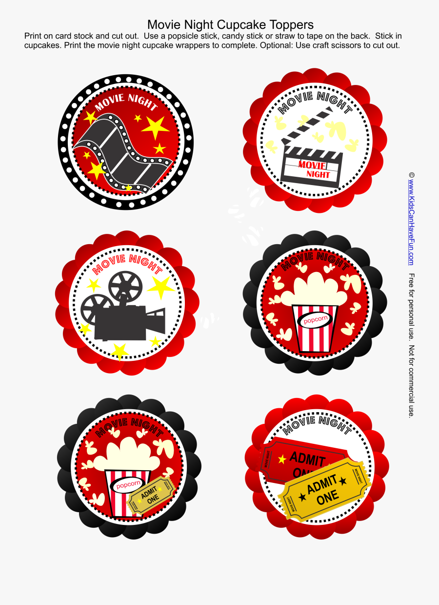 Movies Clipart Movie Concession - Movie Night Cake Toppers, Transparent Clipart