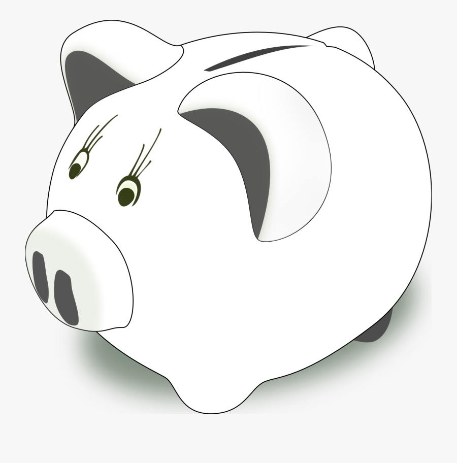 Piggy Bank Clip Art Black And White Free Clipart - Black And White Bank Clipart Transparent, Transparent Clipart