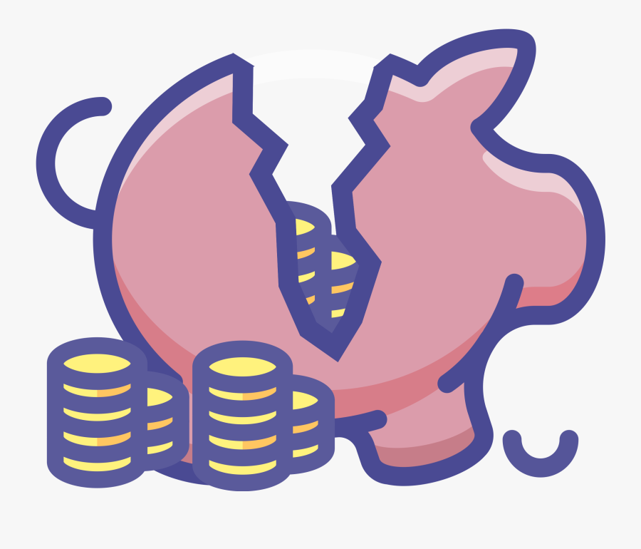 Piggy Bank Money Bank Officer Clip Art - Broken Piggy Bank Cartoon, Transparent Clipart