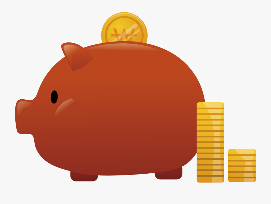 Domestic Pig Money Saving Piggy Bank Coin - Piggy Bank, Transparent Clipart