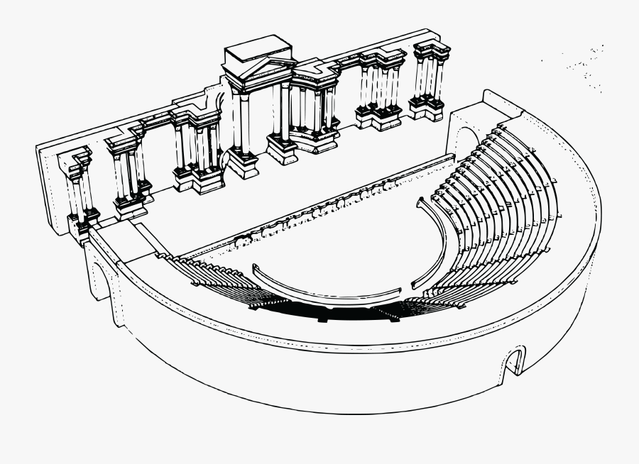 Free Clipart Of The Palmyra Theater - Roman Theater Clipart Black And White, Transparent Clipart