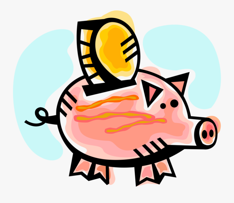 Vector Illustration Of Piggy Bank Money Coin Container, Transparent Clipart