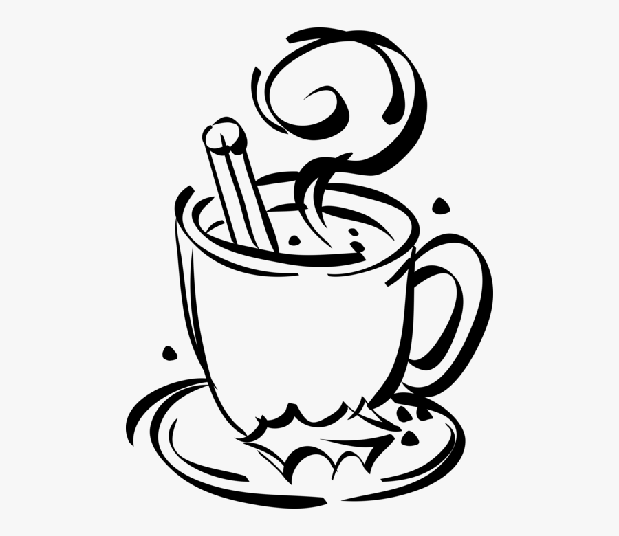 Vector Illustration Of Cup Of Hot Chocolate With Christmas - Hot Cocoa Clipart Black And White, Transparent Clipart