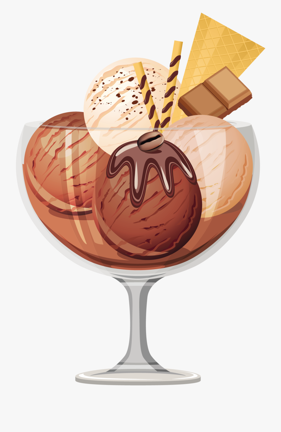 Transparent Chocolate Ice Cream Sundae Picture - Chocolate Ice Cream Vector Png, Transparent Clipart