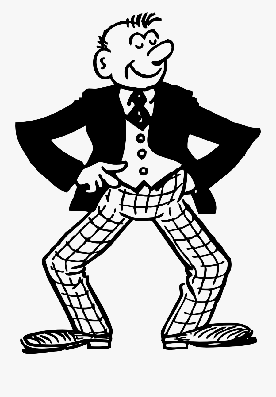 Suit Man White Clip Art - Black And White Cartoon Man, Transparent Clipart