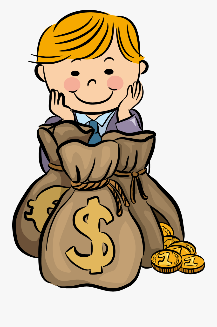 Transparent Giving Money Clipart - Money Bag Cartoon Transparent, Transparent Clipart