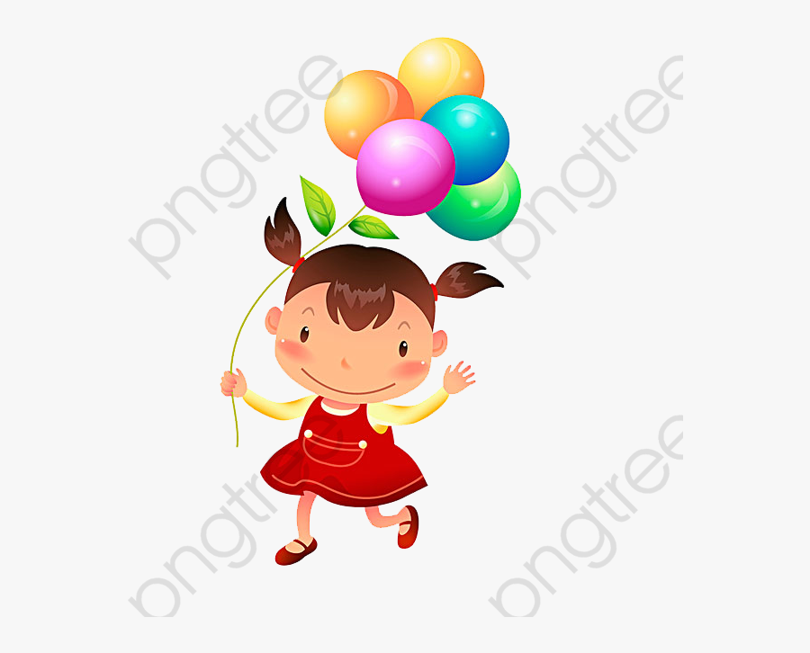 Cartoon And Balloons Clipart - Cartoon Kid With Balloons, Transparent Clipart