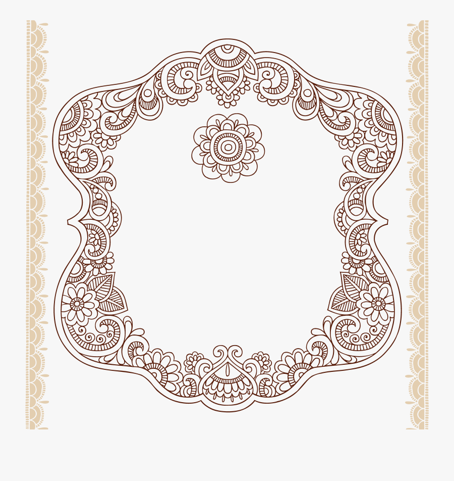 Tattoo Material Ham Pattern Henna Illustration Vector - Frame Flower Border Tattoos, Transparent Clipart