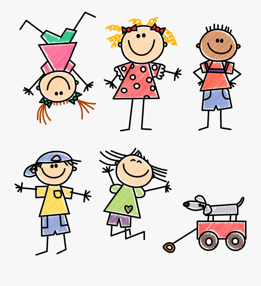 Stick Figure Kids Clip Art - Stick Figure Kids, Transparent Clipart