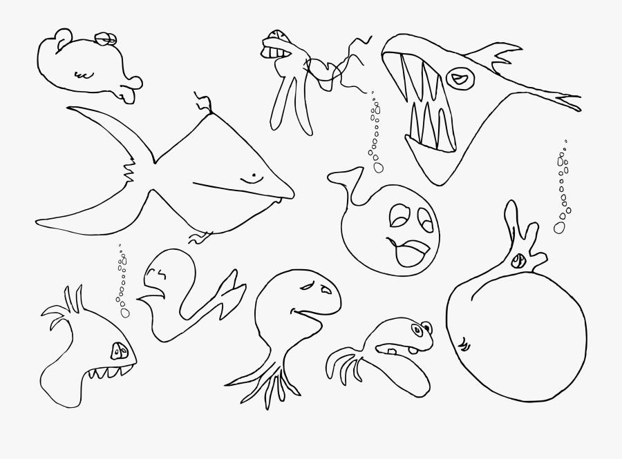 Fish In The Ocean Clipart - Ikan Kartun Hitam Putih, Transparent Clipart