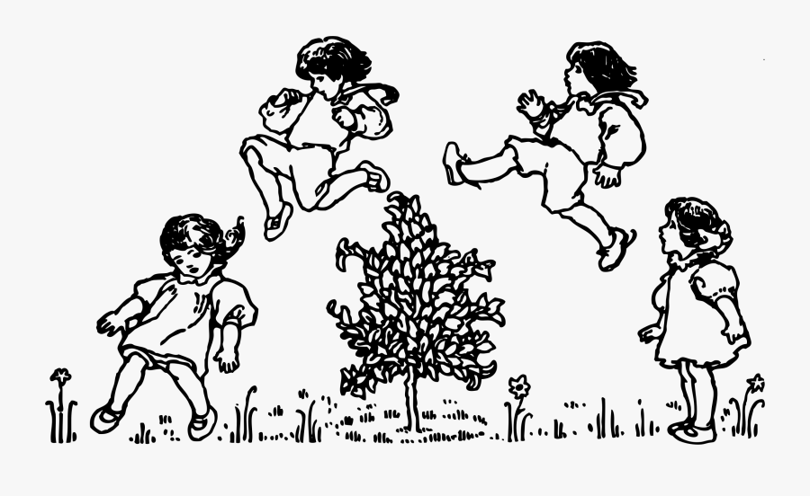 Download Jumping Kids Clipart Black And White - Children Playing Clipart Black And White Png, Transparent Clipart