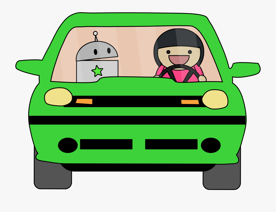 Girl Driving Cliparts - Robot Driving A Car, Transparent Clipart
