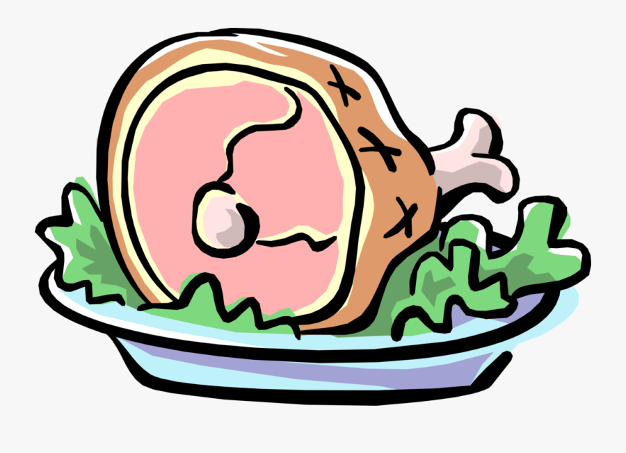 Vector Illustration Of Cooked Leg Of Ham Pork Meat - كيفية رسم قطعة لحم, Transparent Clipart