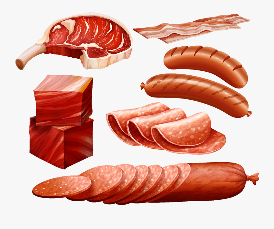 Bacon Ham Salami Meat - Clipart Sausage, Transparent Clipart