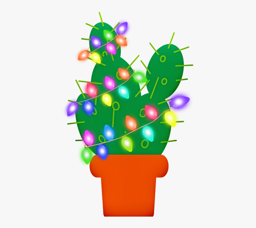 Christmas Cactus, Christmas Lights, Cactus, Cacti, - Christmas Cactus Clip Art, Transparent Clipart