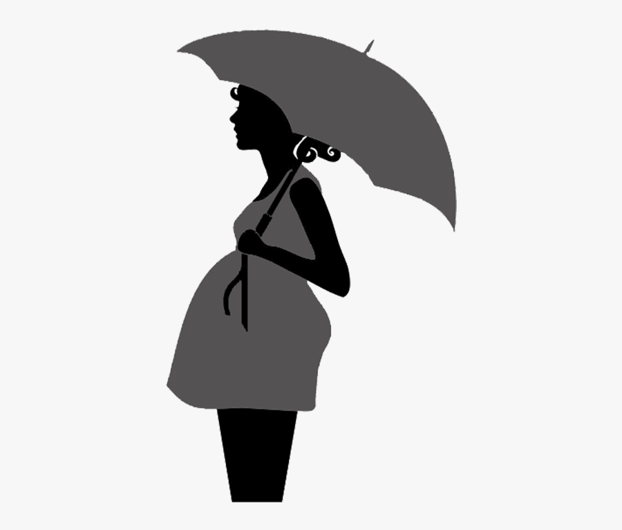 Pregnant Woman With Umbrella - Pregnant Woman Clipart Png, Transparent Clipart