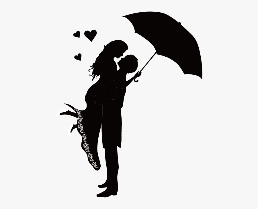 Romance Couple Silhouette Clip Art - Romantic Hug Couple Drawing, Transparent Clipart