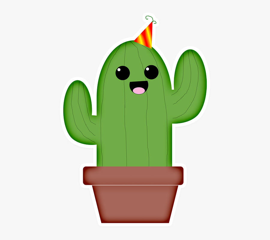 Cactus, Cute, Kawaii, Party, Mexico, Desert, Succulent - Party Cactus, Transparent Clipart