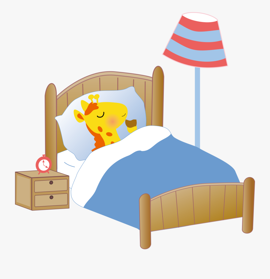 Bed Giraffe Cartoon Clip Art - Giraffe Sleeping In Bed, Transparent Clipart