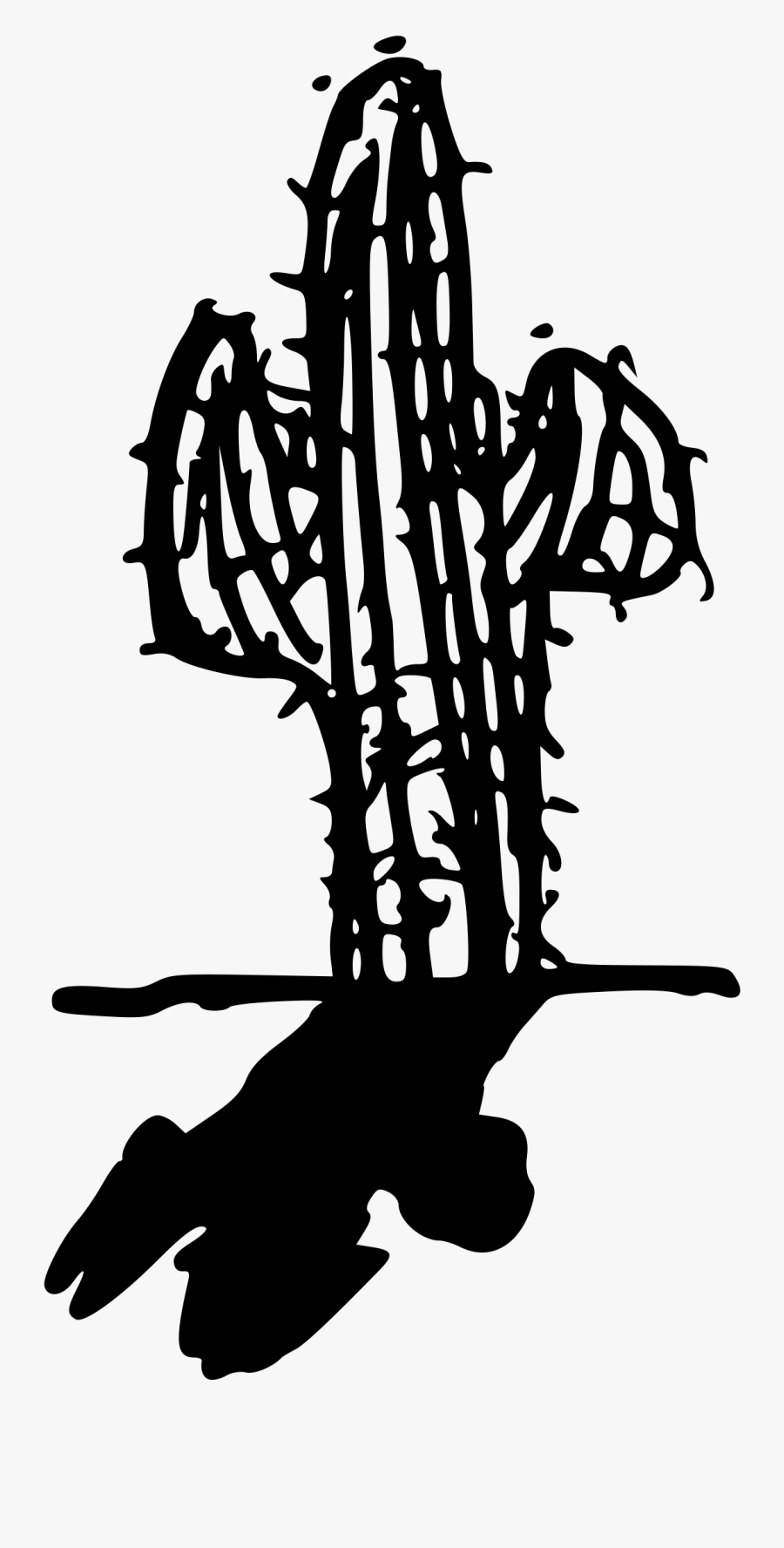 Cactus With Shadow - Shadow Black And White Clipart, Transparent Clipart