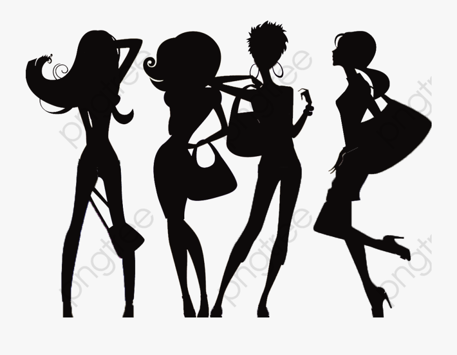 Silhouette Clipart Friends - Four Girls Silhouette Png, Transparent Clipart