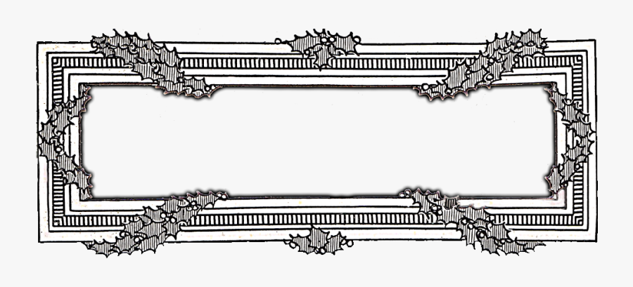 Christmas Clip Art Holly Frame - Vintage Christmas Clip Art Black And White, Transparent Clipart