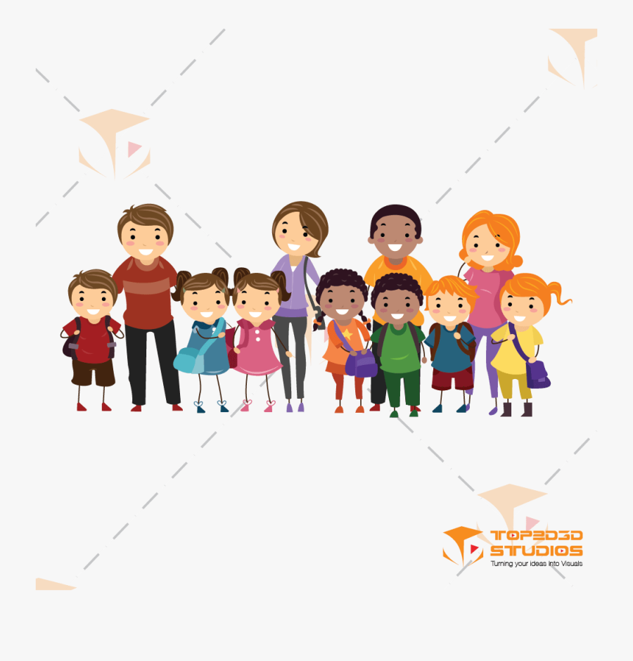 2d Group Family Character - Parents And Teachers Png, Transparent Clipart