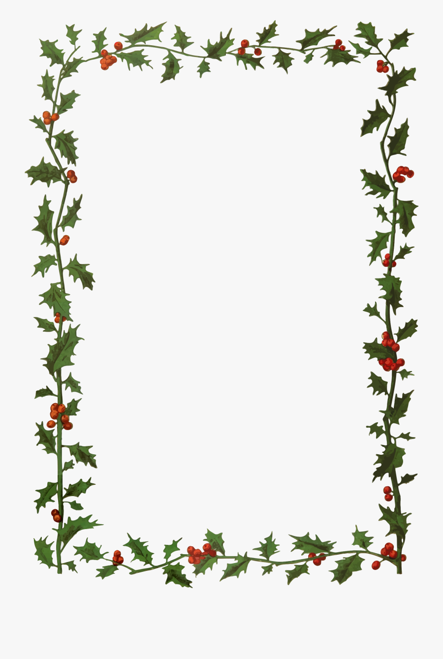 Holly Frame 2 Clip Arts - Christmas Holly Frame Png, Transparent Clipart