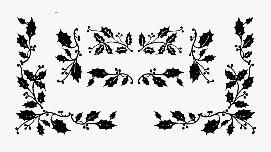 Clip Freeuse Old Designs Patterns Holly Border Frame - Christmas Frame Clipart Black And White, Transparent Clipart