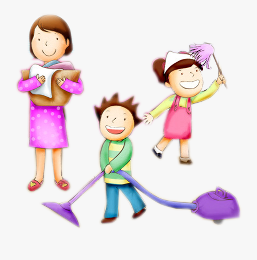Parents Clipart Boy Parent - Child Cleaning Png, Transparent Clipart