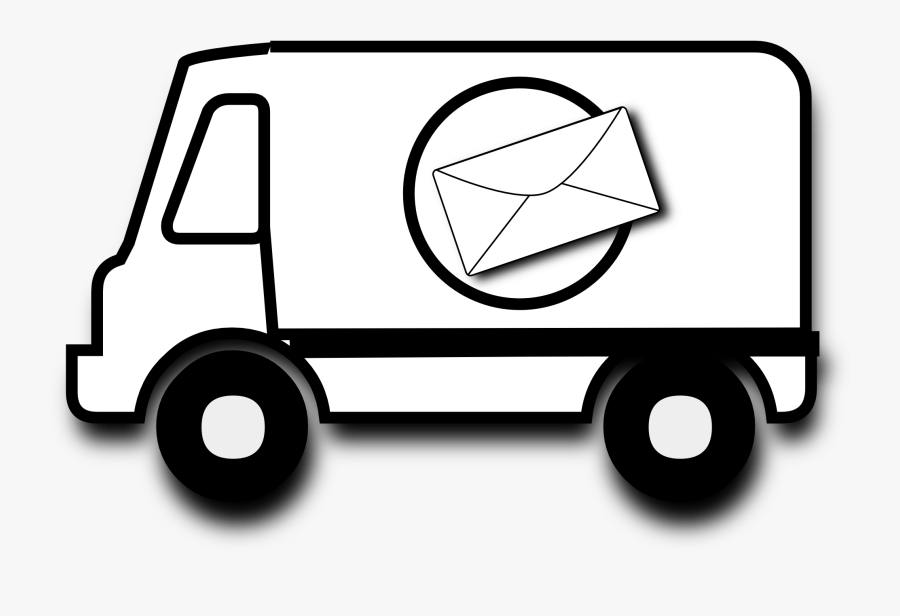 Mail Black And White Clipart - Mail Truck Clip Art Black And White, Transparent Clipart