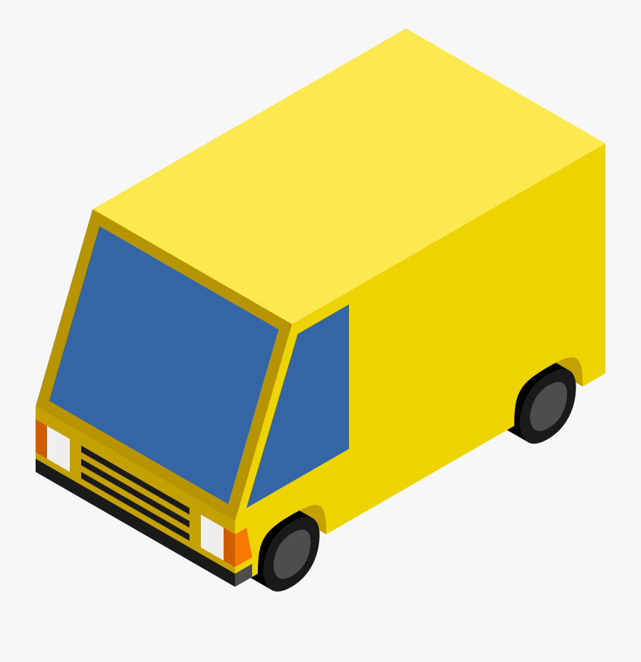 Minivan Car Truck Vehicle - Isometric Van, Transparent Clipart