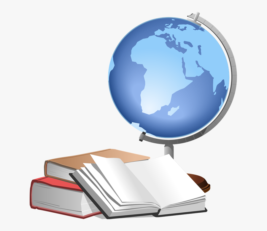 Ela/social Studies - Books Globe Clipart, Transparent Clipart