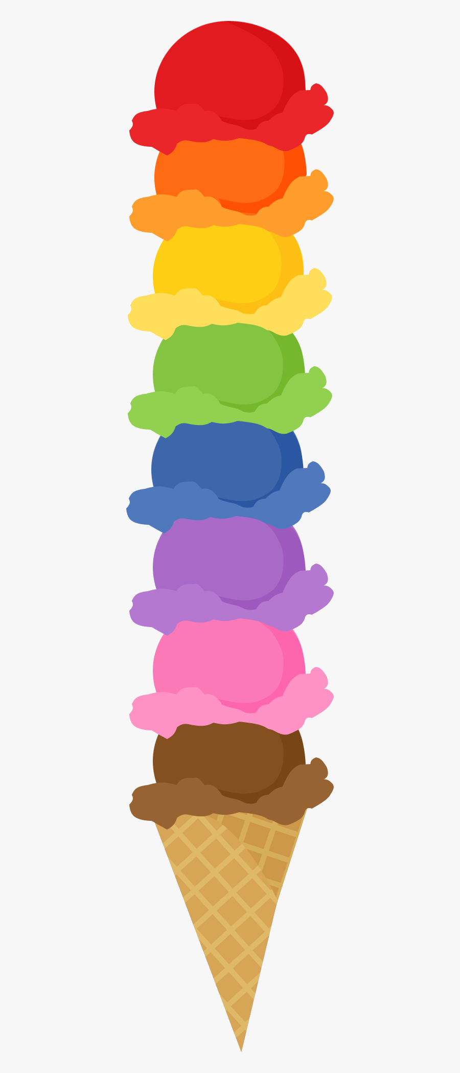 Cone Clipart Tall - Rainbow Ice Cream Clip Art, Transparent Clipart