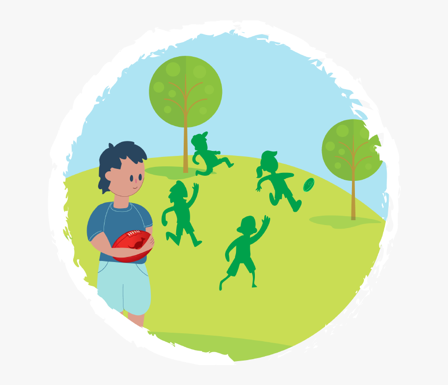 Boy With An Afl Ball Looking At Other Kids Playing Kid Friends Png Transparent Free Transparent Clipart Clipartkey