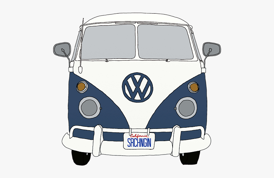 Vw Bus Front End Blue Priscilla Wolfe Transparent - Volkswagen Bus Front View, Transparent Clipart