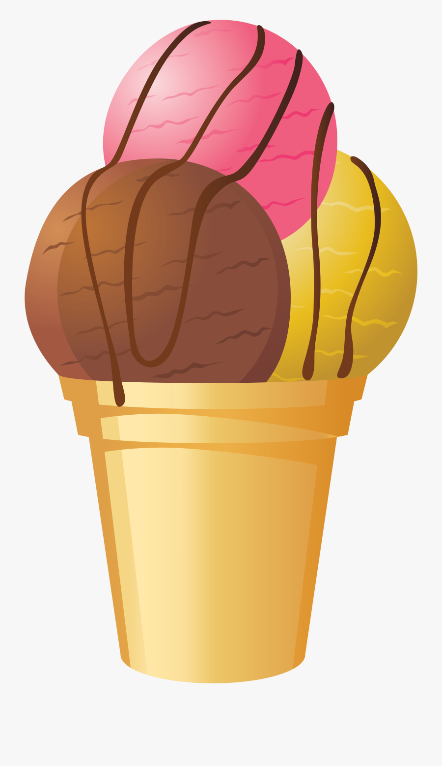 Tricolor Ice Cream Cone Png Clip Art - Clip Art Cone High Resolution Ice Cream, Transparent Clipart