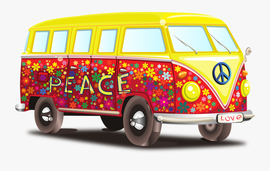 Camper Clipart Vector - Peace And Love Car, Transparent Clipart