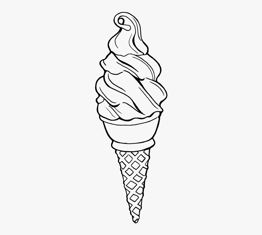 Clip Art Ice Cream Cone Line Drawing - Color In Ice Cream, Transparent Clipart