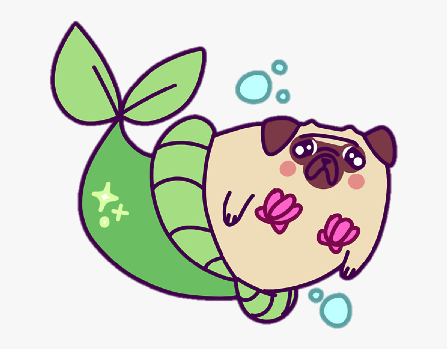 The Seaweed Is Always Greener In Cse - Pug Mermaid, Transparent Clipart