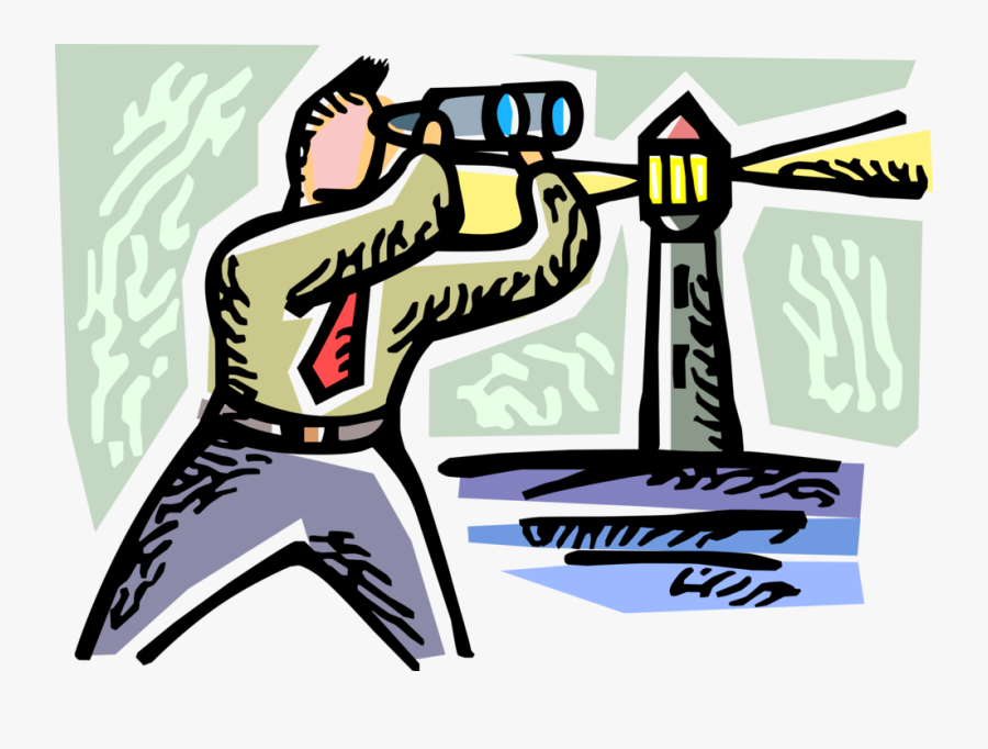 Vector Illustration Of Businessman With Binoculars, Transparent Clipart