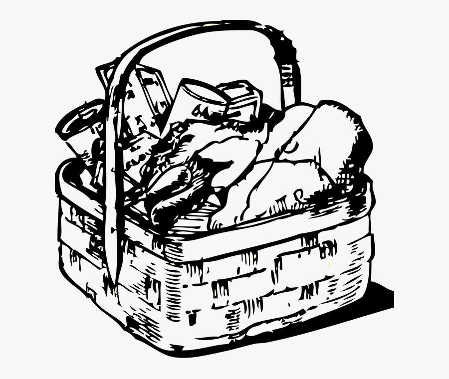 Basket Of Food Clip Art, Transparent Clipart