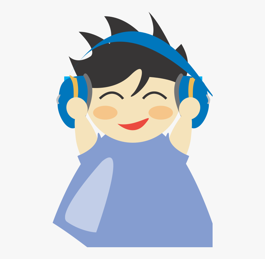 Boy With Headphone5 Clip Art - Listening To Music Clipart Png, Transparent Clipart