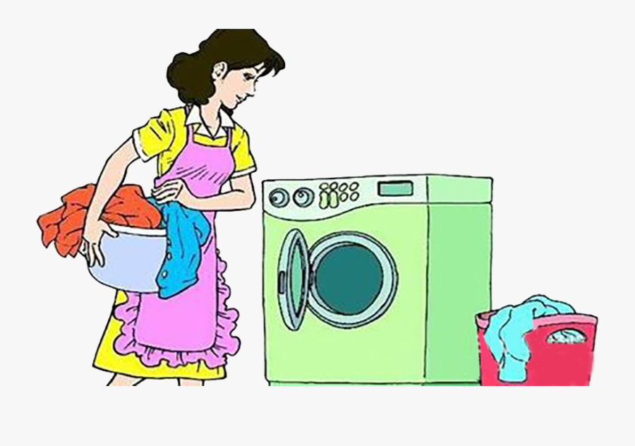 Clipart Royalty Free Library Laundry Clip Clothes - Mother Cartoon Washing Clothes, Transparent Clipart