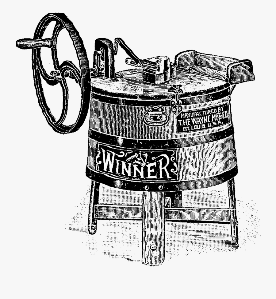 Transparent Washing Machine Clipart - Vintage Washing Machine Printables, Transparent Clipart