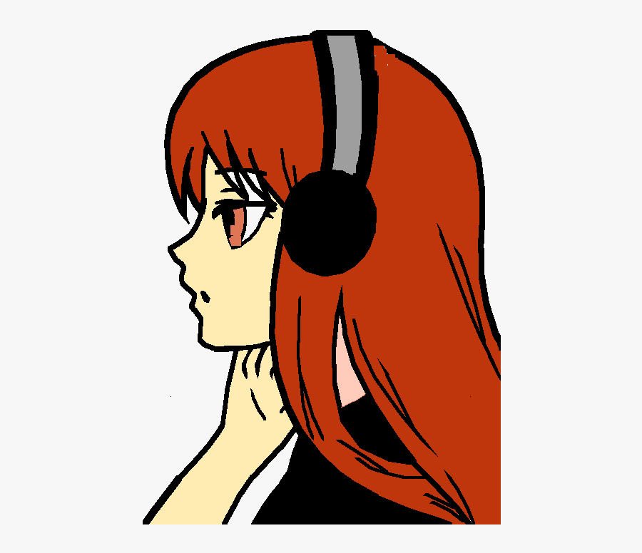 Me Listening 2 Music - Anime Girl Easy Drawing, Transparent Clipart