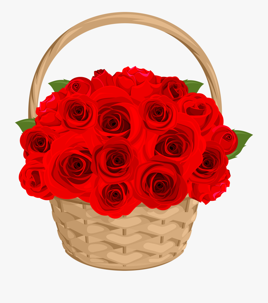 Rose Basket Transparent Png Clip Art - Basket Bunch Flower Png, Transparent Clipart