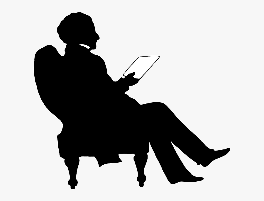 Victorian Silhouette Clipart - Reading Book Silhouette In Chair, Transparent Clipart