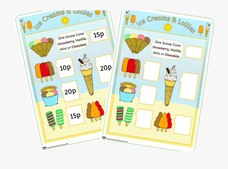 Ice Cream Shop Menu - Role Play Menu, Transparent Clipart