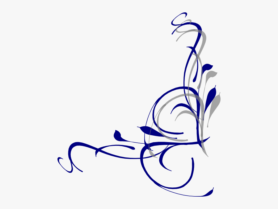 Floral Swirls Svg Clip Arts - Blue And Yellow Floral Border, Transparent Clipart